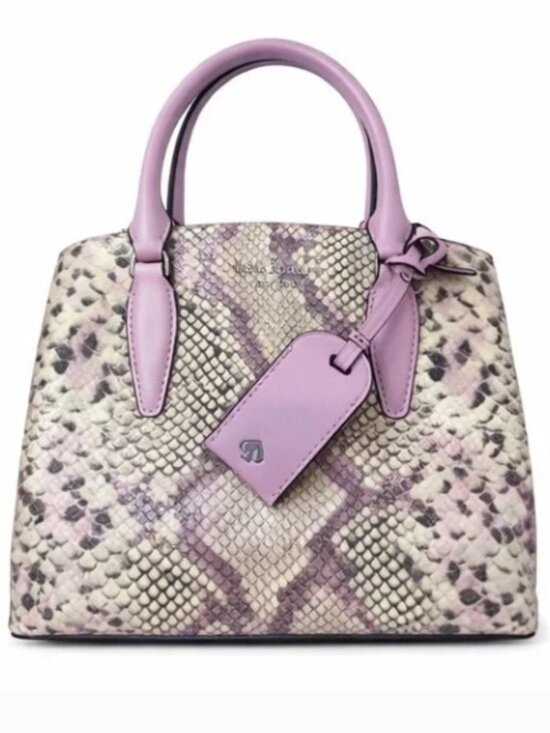 kate spade Handbags - Kate Spade Medium Satchel Lavender Snake Embossed Leather Crossbody Like New